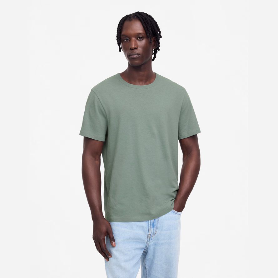 mens madewell allday algodón-lino mezcla camisetas verdes