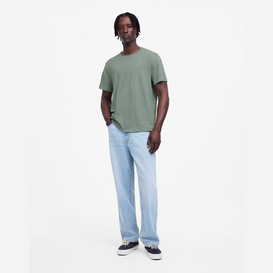 mens madewell allday algodón-lino mezcla camisetas verdes