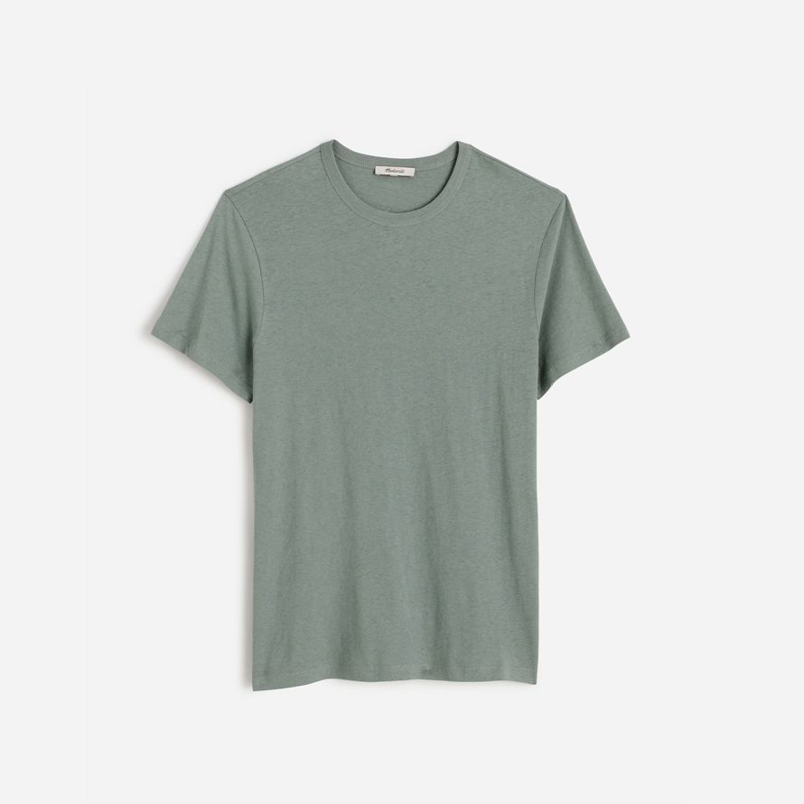 mens madewell allday algodón-lino mezcla camisetas verdes