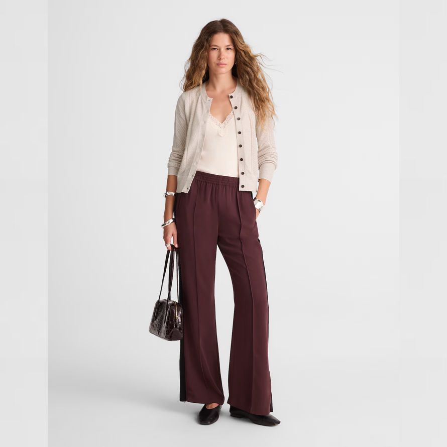 beige madewell la firma de punto pointelle mujer cardigan