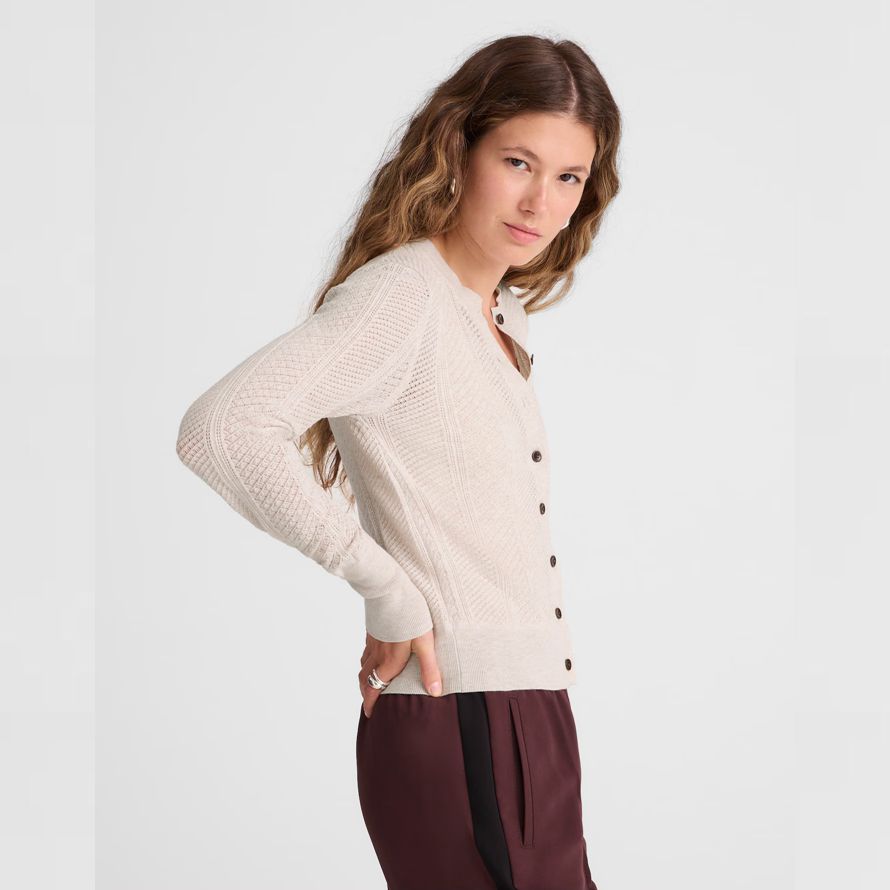 beige madewell la firma de punto pointelle mujer cardigan
