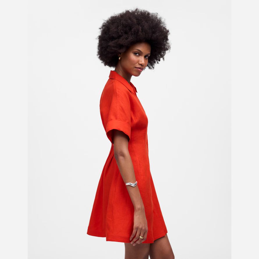 womens madewell plisado mini camisa de vestir de rojo