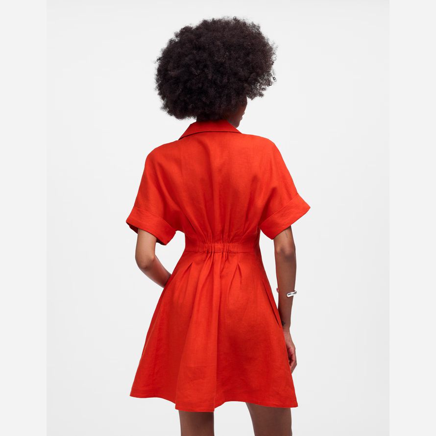 womens madewell plisado mini camisa de vestir de rojo