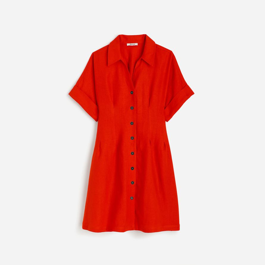 womens madewell plisado mini camisa de vestir de rojo