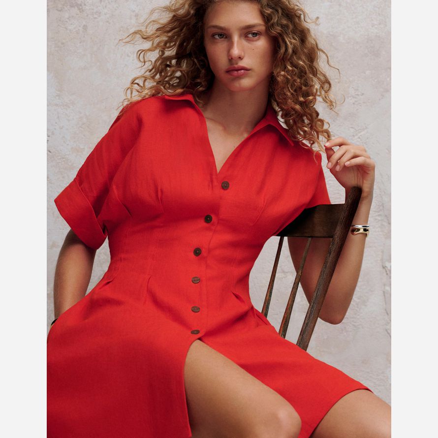 womens madewell plisado mini camisa de vestir de rojo
