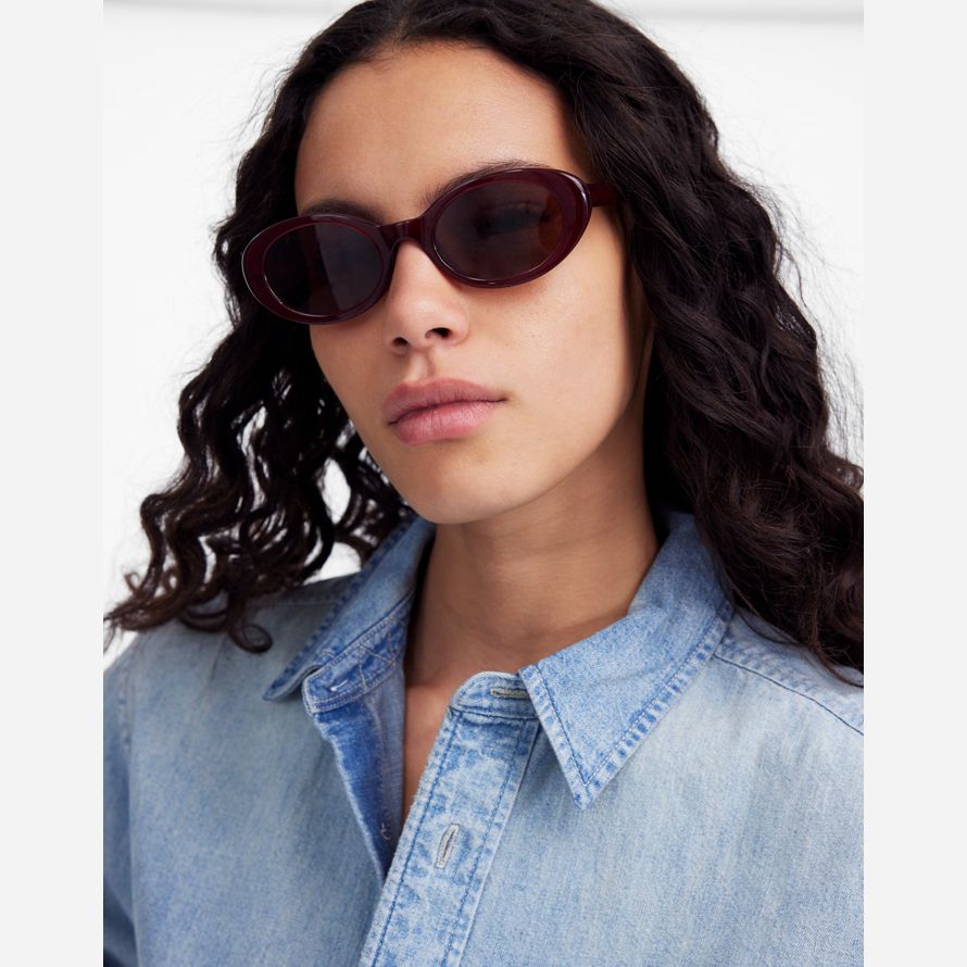 womens madewell russell ovalada gafas de sol de borgoña