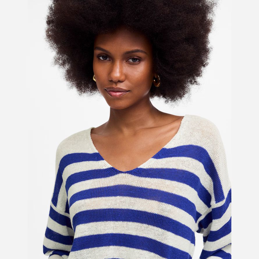 azul blanco madewell ropa de cuello en v suéter de la mujer