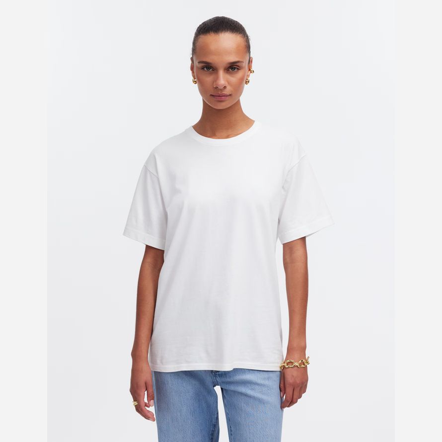white womens madewell algodón relajado de gran tamaño camisetas