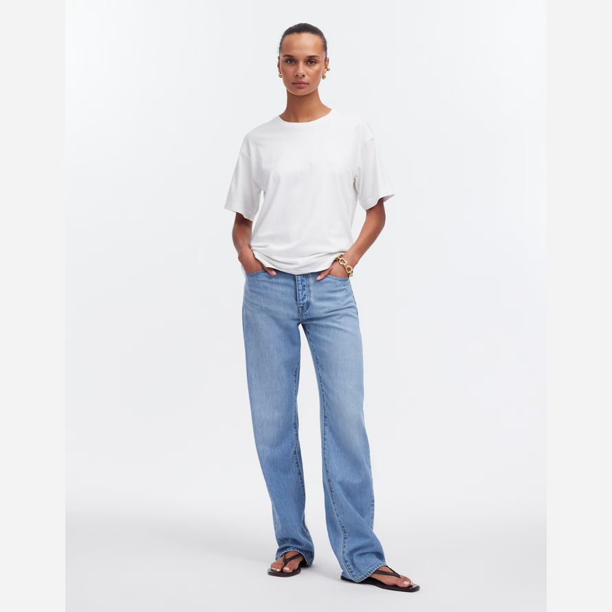 white womens madewell algodón relajado de gran tamaño camisetas