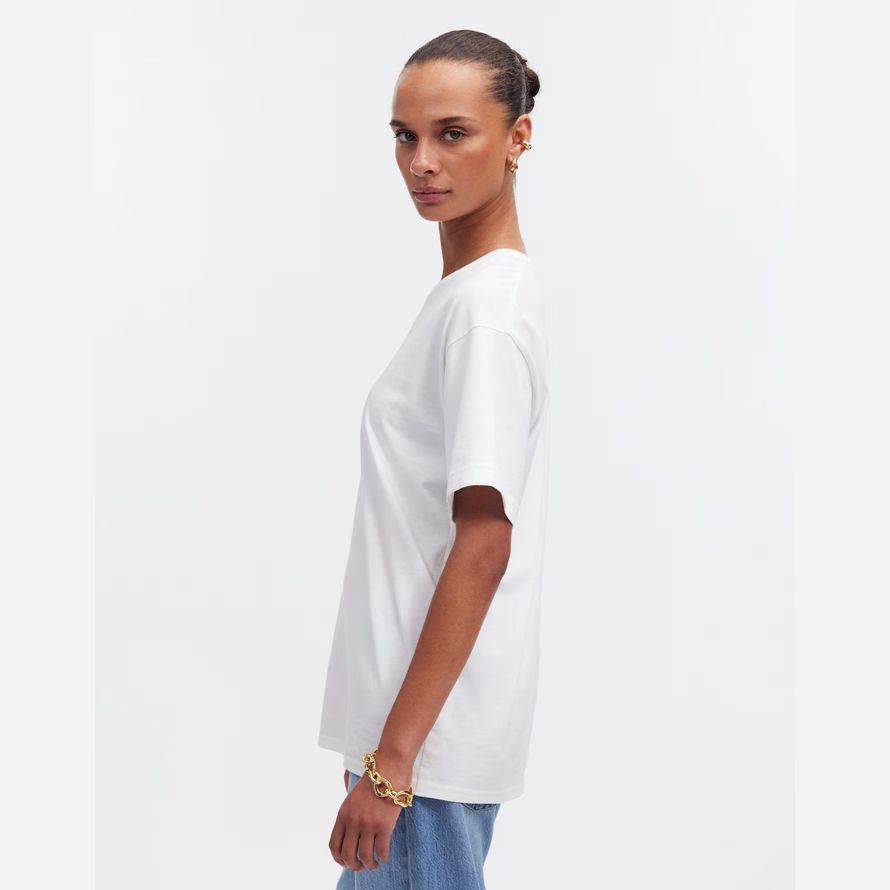 white womens madewell algodón relajado de gran tamaño camisetas