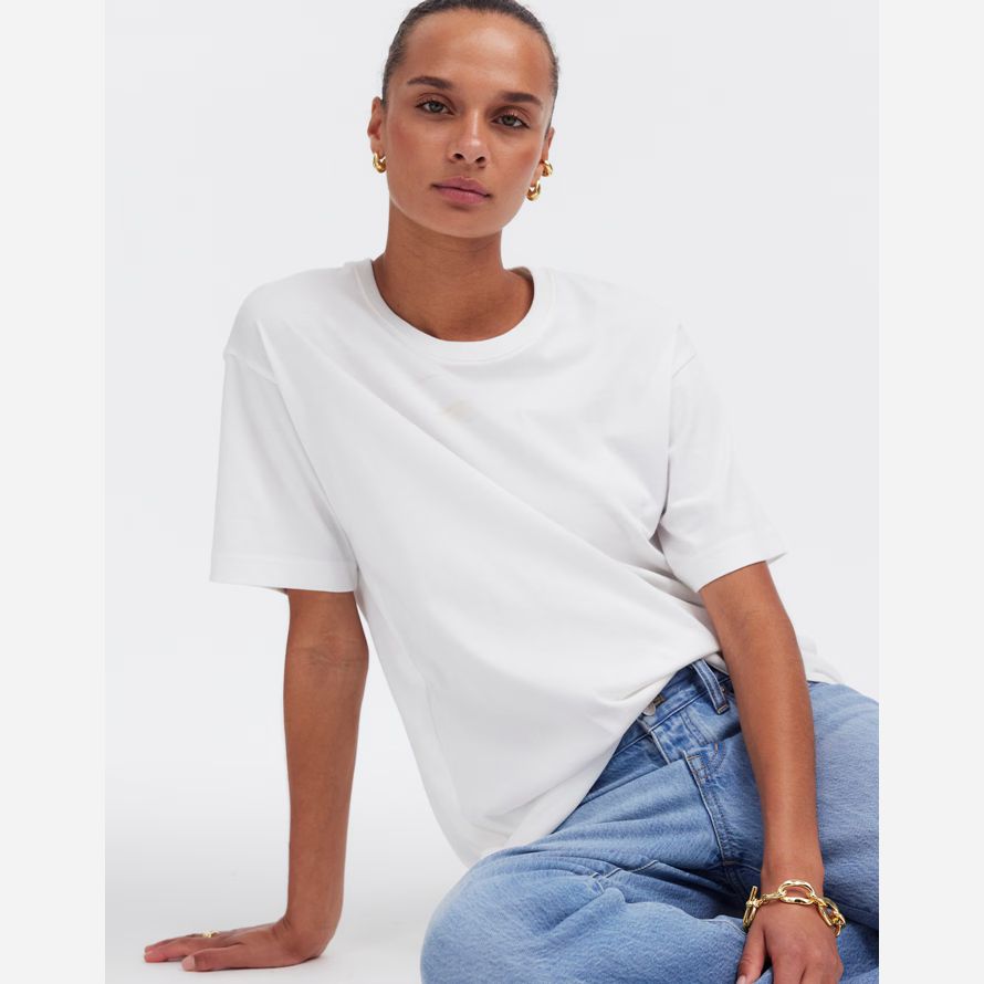 white womens madewell algodón relajado de gran tamaño camisetas