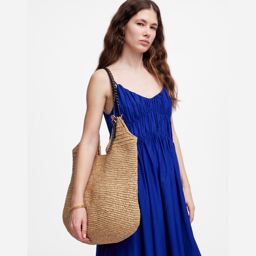 madewell la paja gacho de la mujer bolso de mano marrón